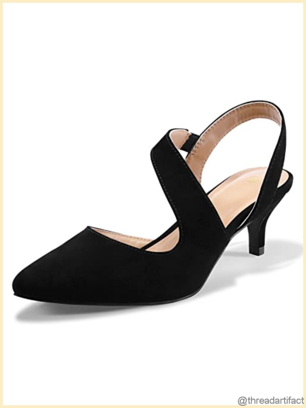 Kitten Heel Slingback Pumps Pointed Toe 2 Inch Low Heel Dress Shoes